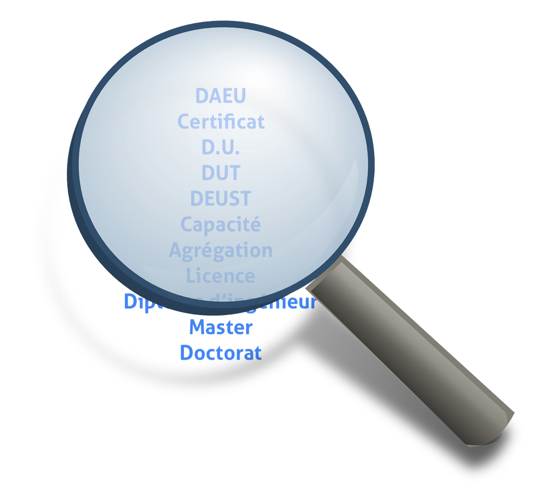 Loupe sur une liste de diplomes