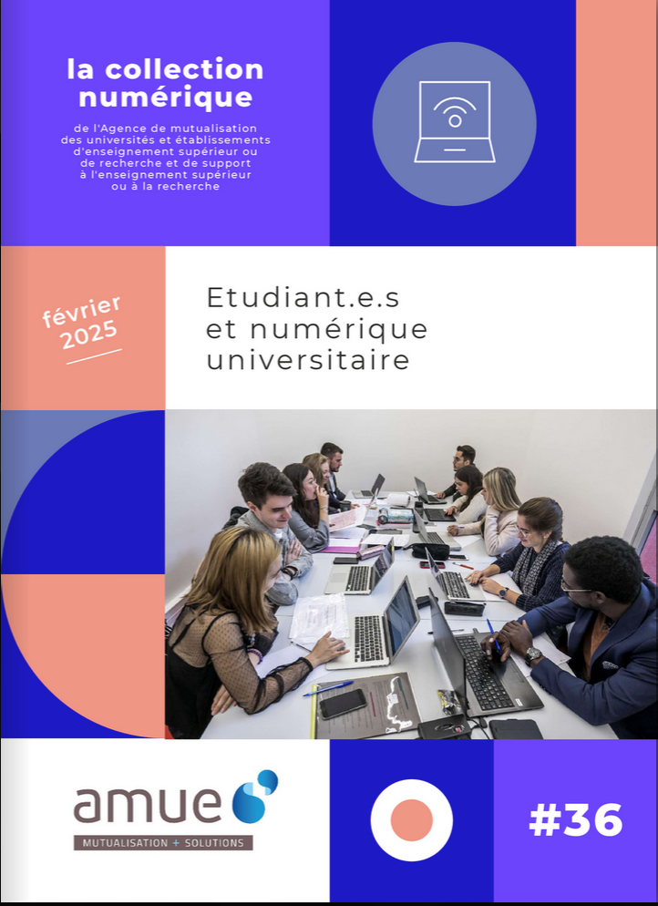 Couverture une image avec des gens autour d'une table, titre : étudiant.e.s et numérique universitaire