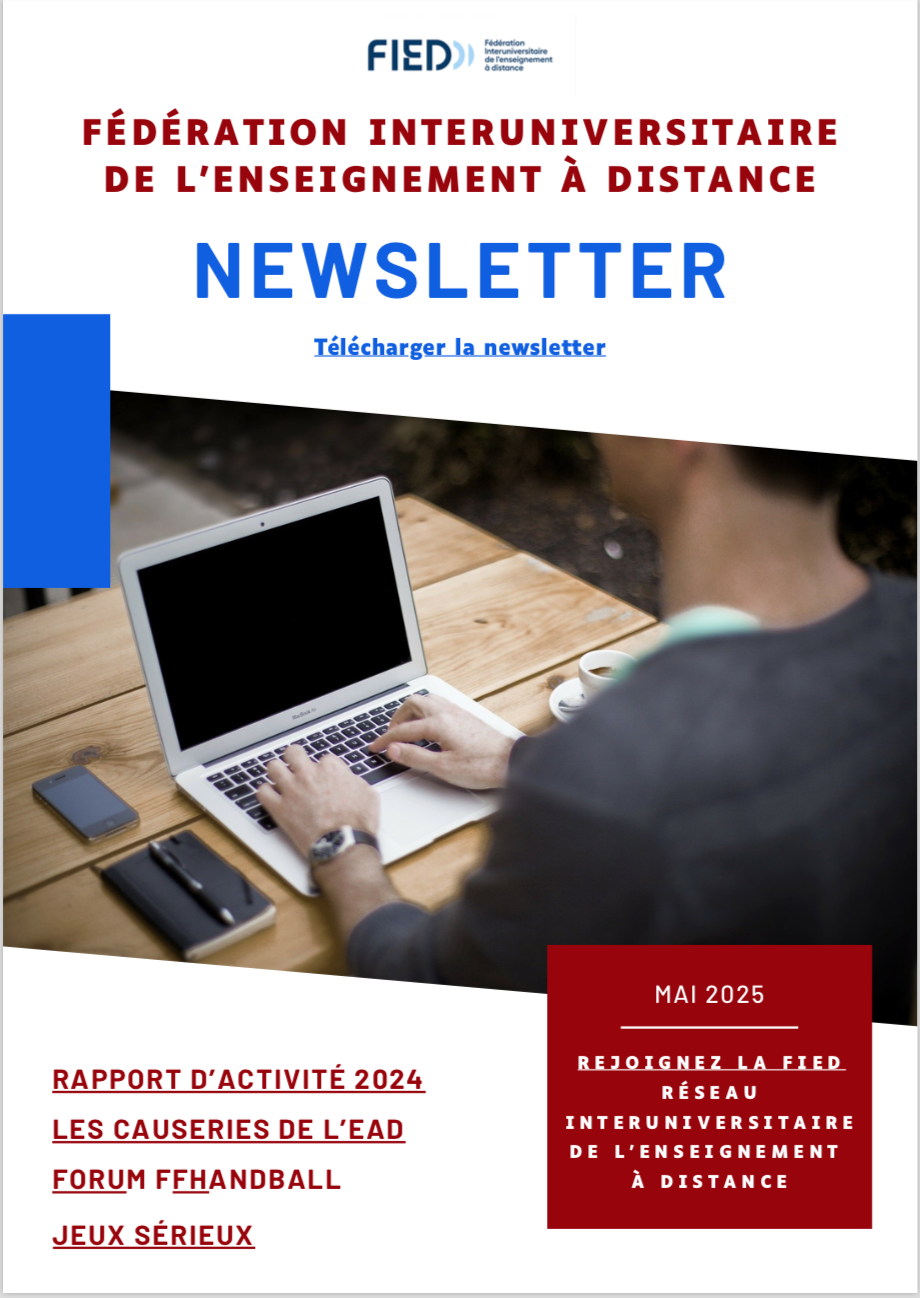 Image d'un étudiant devant un laptop avec les titres : Newsletter mai 2025