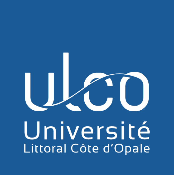 Logo Université du Littoral Côte d'Opale (écriture blanche sur fond bleu)