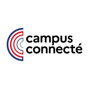 cercles bleus et rouges et texte : Campus Connecté